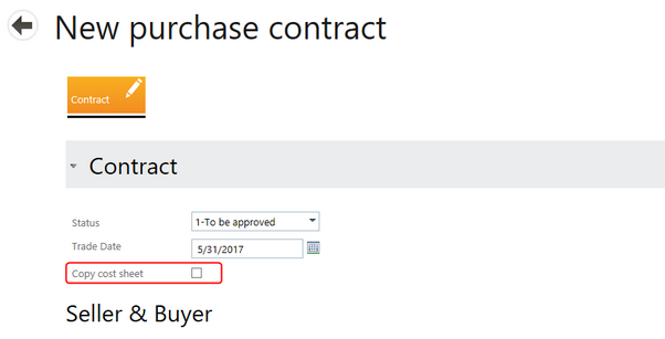 Copy contract cost sheet check box