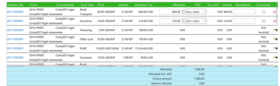 Mass invoice allocation 1