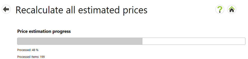 Re-calculated Estimated Prices Progress Bar