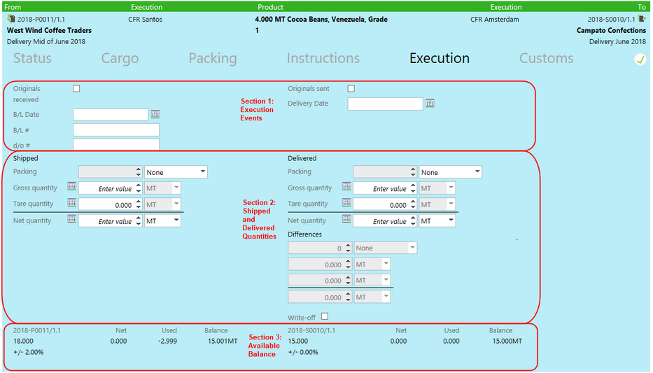 Delivery Execution tab