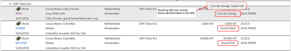 Inventory property on inventory list