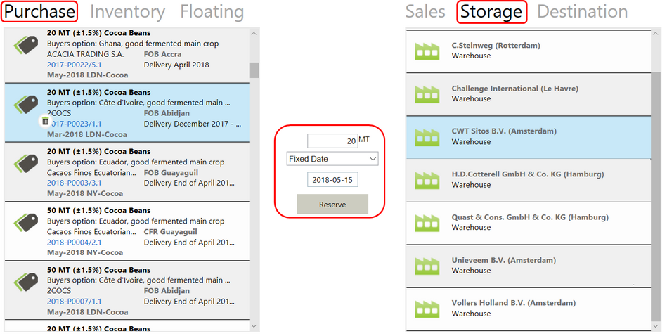 Purchase to storage reservation