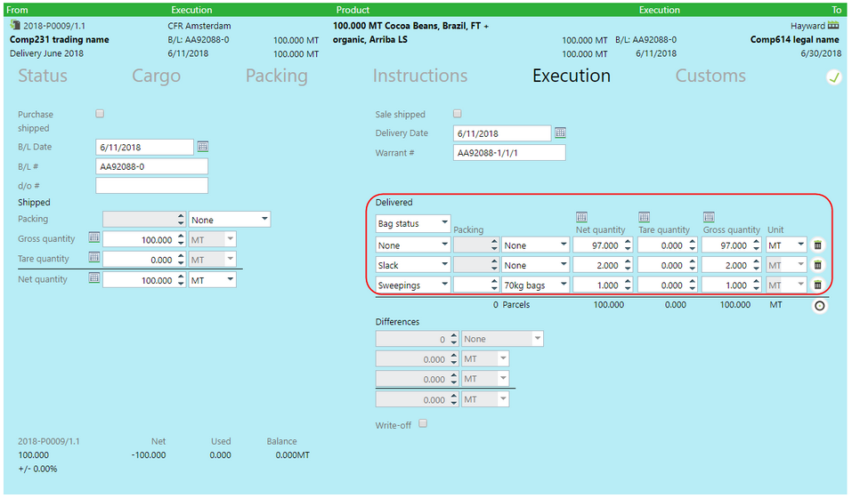 Del Execution Weight Notes 2