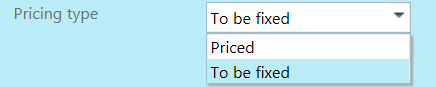 Pricing type dropdown